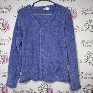 Beetchers brook fair weather cardigan sparkly shimmer glitter blue button up fuz